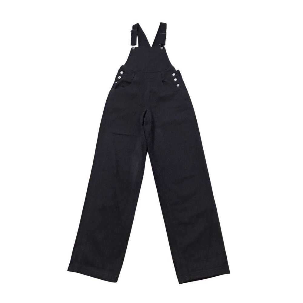 J. Galt Black Denim Wide Leg Overalls Womens Size S Bib Dungarees RR085 YR17